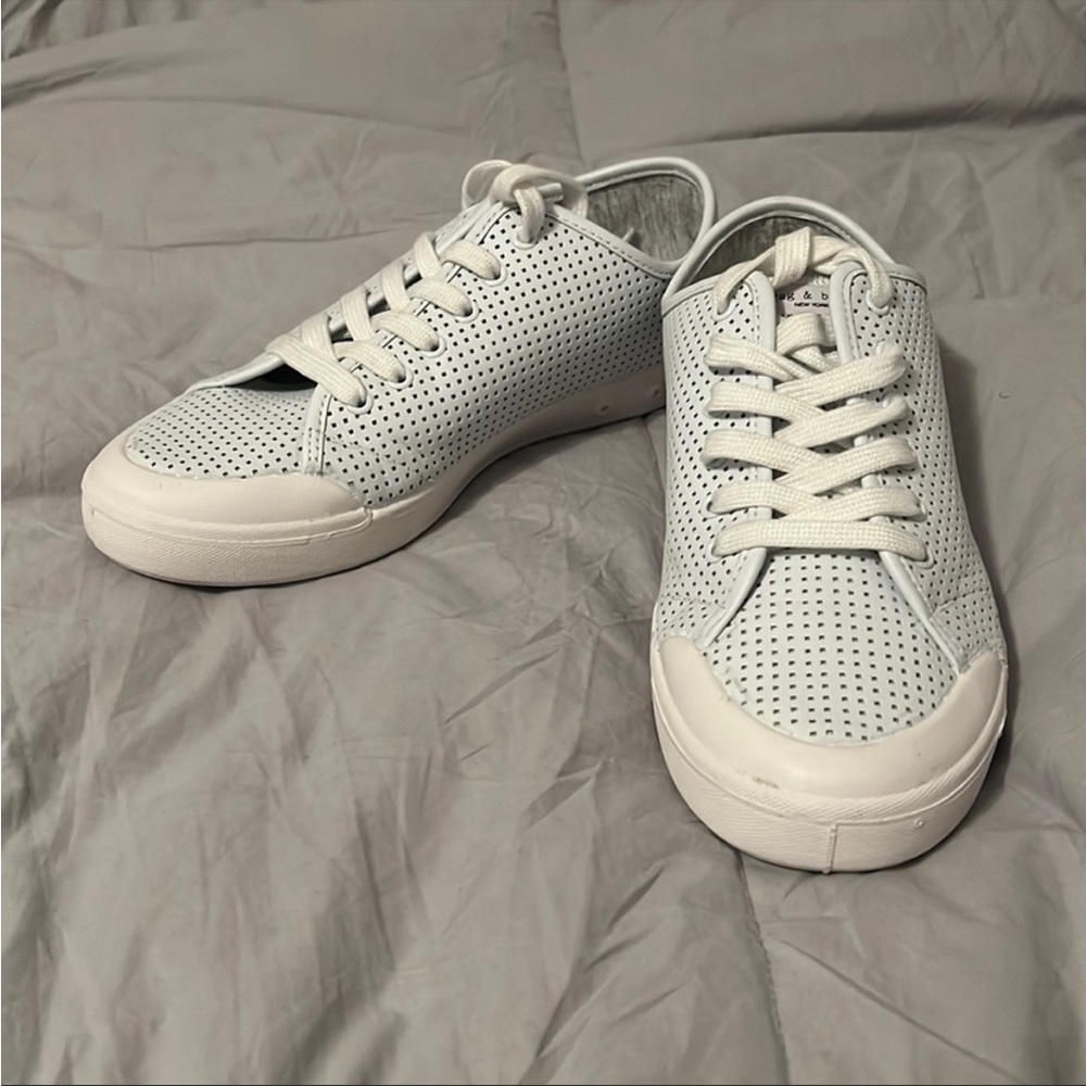 RAG & BONE White Leather Perforated Sneakers brand new never worn - Picture 3 of 7